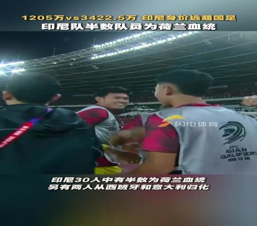 1205万vs3422万!印尼身价远超国足