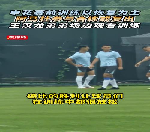 申花赛前训练以恢复为主,阿马杜参与合练,王汉龙弟弟场边观看