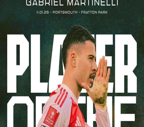 恭喜，槍手生涯首次戴帽的馬丁內(nèi)利當選阿森納隊內(nèi)最佳