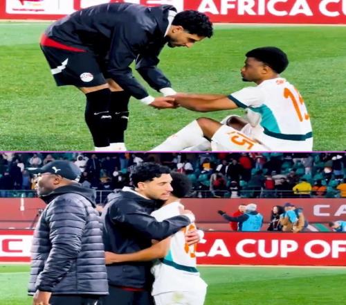 埃及淘汰科特迪瓦后，馬爾穆什最先找到阿馬德并送上安慰