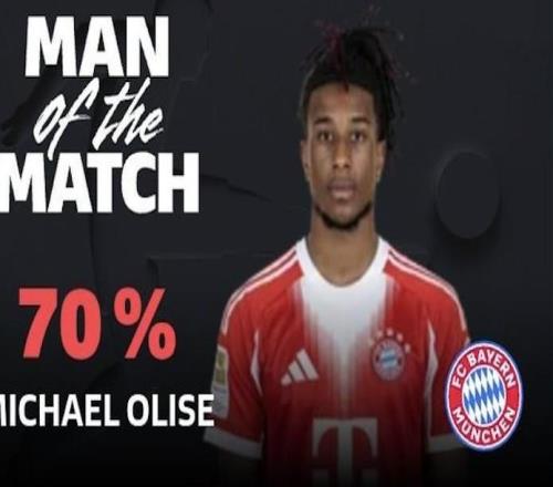 兩球一助，奧利塞當(dāng)選拜仁vs狼堡全場(chǎng)最佳球員