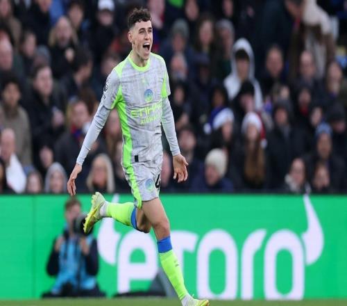 12場7球，曼聯(lián)是福登聯(lián)賽進球第二多的對手