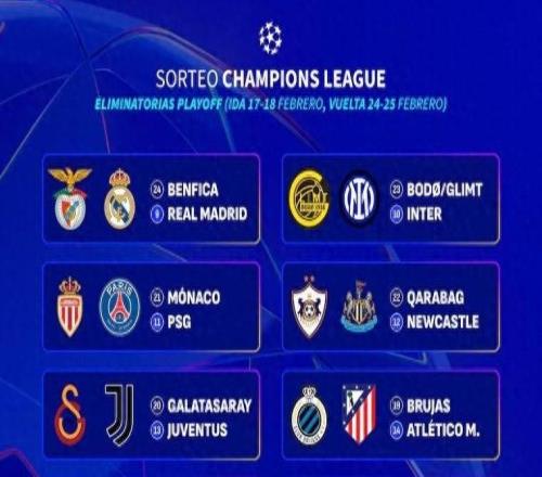 歐冠附加賽抽簽：皇馬再遇穆里尼奧執(zhí)教的本菲卡，巴黎遇法國內(nèi)戰(zhàn)