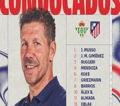 馬競(jìng)客戰(zhàn)貝蒂斯名單：格子回歸，瑟洛特傷缺，3名新援均在列