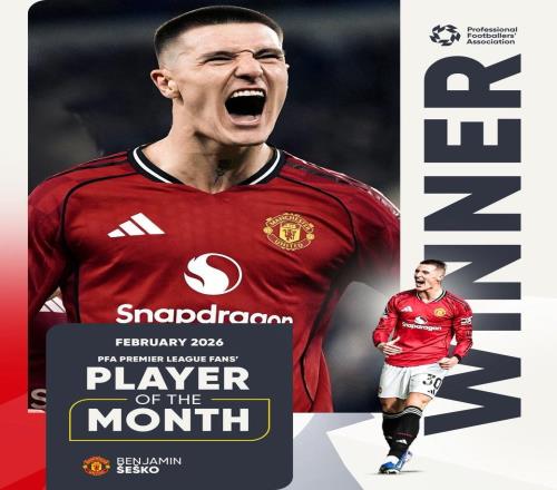 4場打入3球，謝什科當(dāng)選PFA英超2月最佳球員