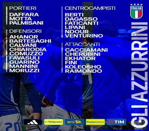 意大利U21新一期大名單：巴爾泰薩吉、科穆佐、文圖里諾在列