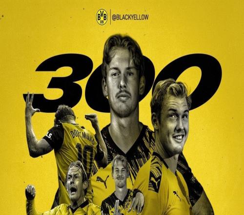 隊(duì)史第20人，布蘭特達(dá)成多特300場(chǎng)里程碑