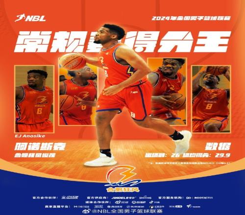 NBL联赛常规赛得分王：合肥狂风峻茂外援阿诺斯克场均29.9分