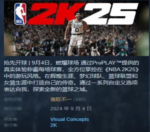 《NBA2K25》Steam褒贬不一！玩家评价：PC终于次世代但BUG不少