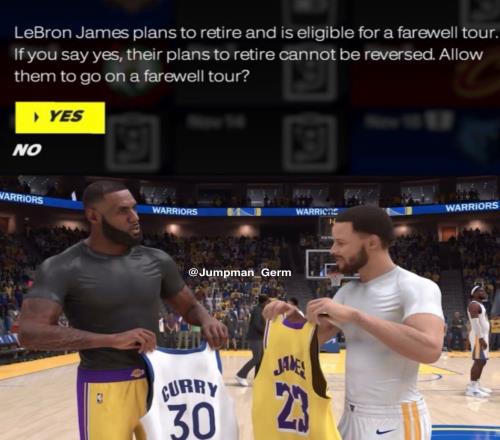 美網友：NBA2K25加入了老詹退役巡演&交換球衣選項