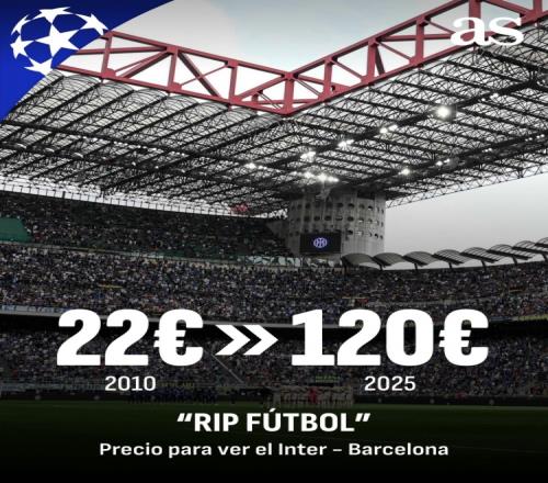 2010年欧冠半决赛国米vs巴萨票价22欧,今年票价120欧