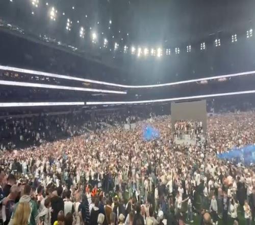 太阳报:热刺的球迷在球队赢得欧联杯冠军之后冲入球场进行庆祝