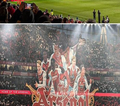 多位槍手傳奇在列，阿森納對熱刺的北倫敦德比賽前打出巨幅Tifo