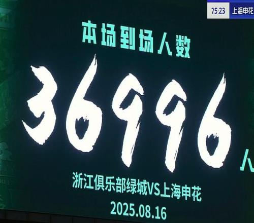 36996人觀看浙江戰(zhàn)申花，創(chuàng)黃龍體育中心本賽季上座人數(shù)之最