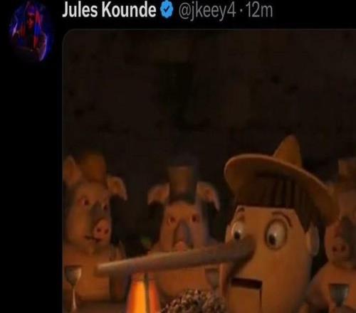 記者稱孔德受傷將缺戰(zhàn)西超杯，球員社媒發(fā)匹諾曹表情回應