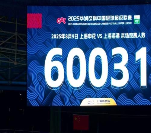 火爆！上海德比現場觀眾達60031人，創造申花主場賽季新紀錄