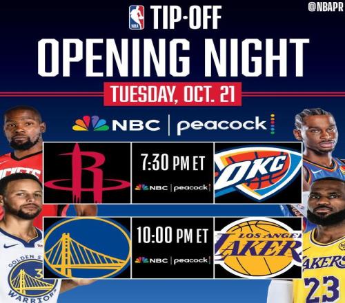 NBA官宣重要赛程:揭幕战火雷战+湖勇战圣诞大战火湖+侠勇对决