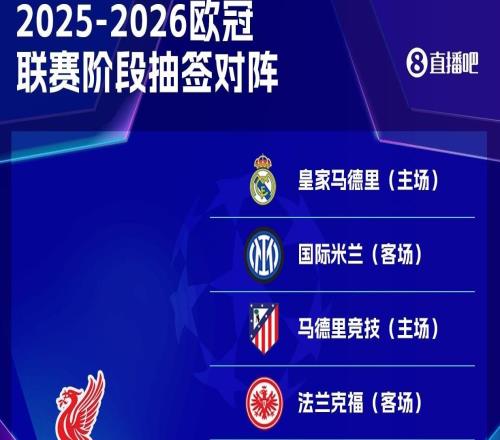 利物浦歐冠賽程：11月5日主場迎戰皇馬，12月10日客場對陣國米