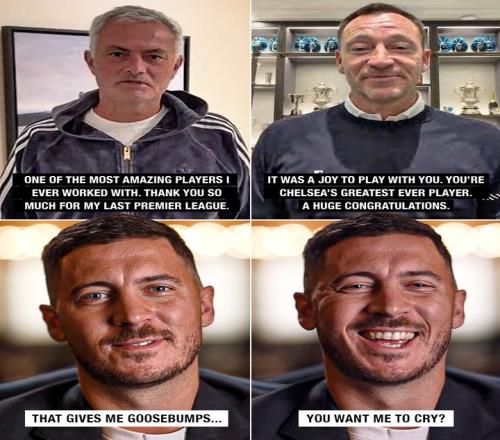 阿扎尔入选英超名人堂,穆帅送祝福:你是我合作过的最佳之一