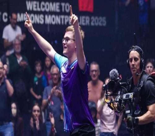 A-勒布伦挽救6个赛点3-2逆转战胜张本智和,晋级蒙彼利埃八强