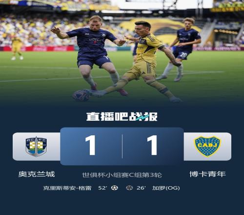 已是奇迹!奥克兰城世界排名第4971名,战平152名的博卡