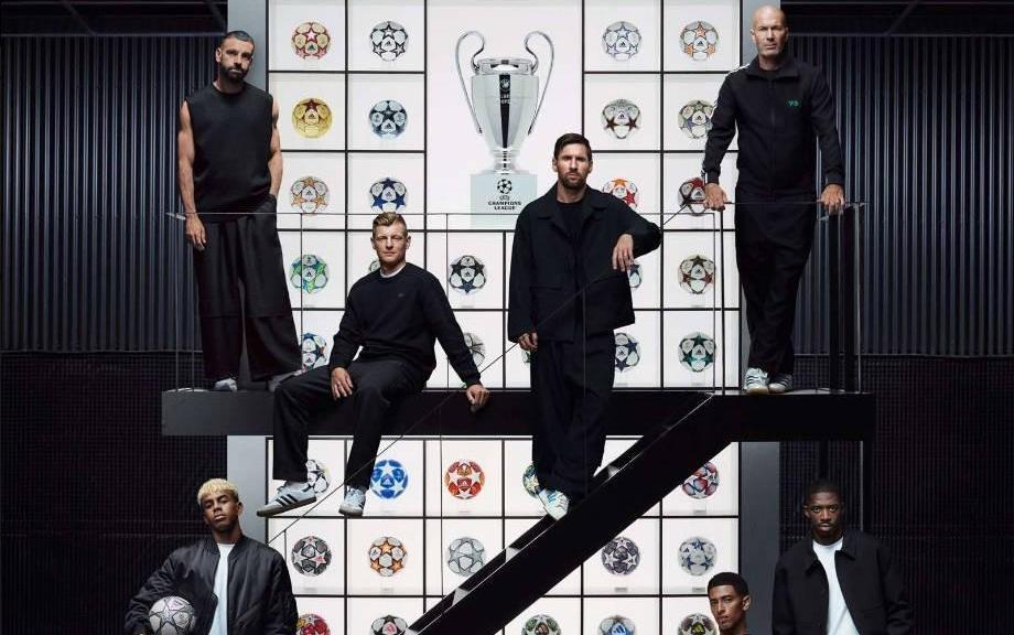 阿迪达斯发布与欧冠合作25周年纪念海报：梅西、贝林等人出镜
