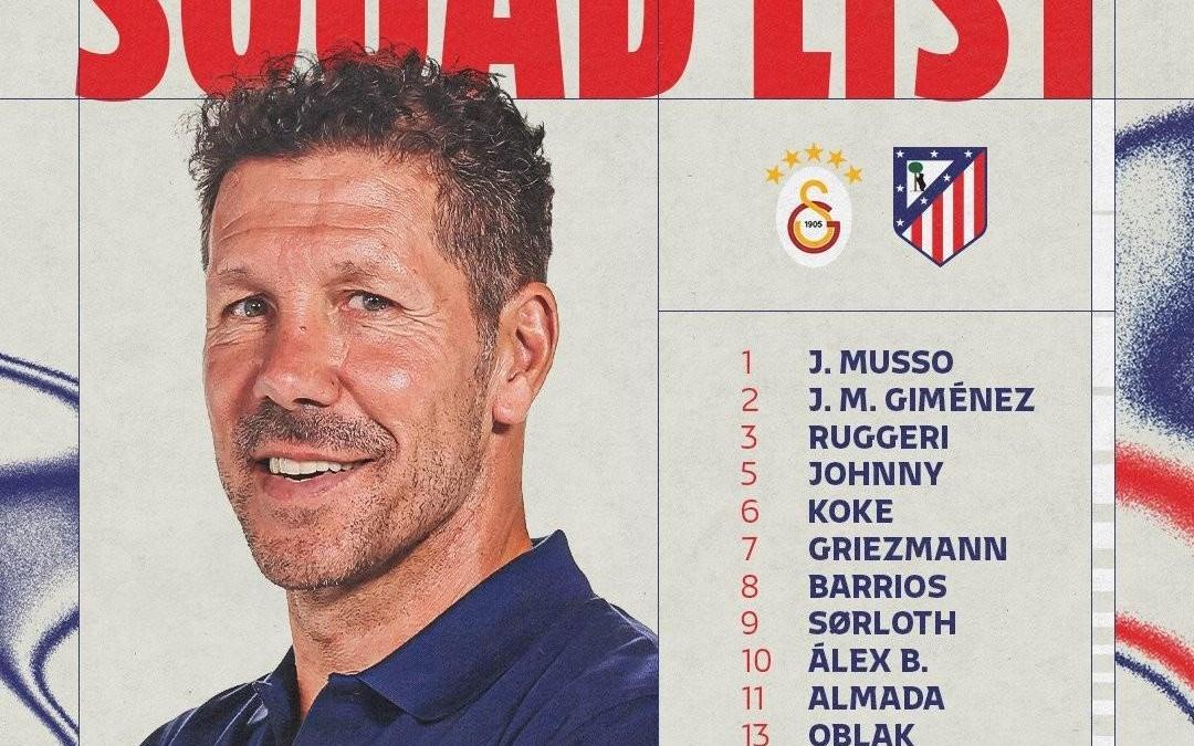 马竞欧冠大名单：阿尔瓦雷斯领衔，冈萨雷斯、科克回归