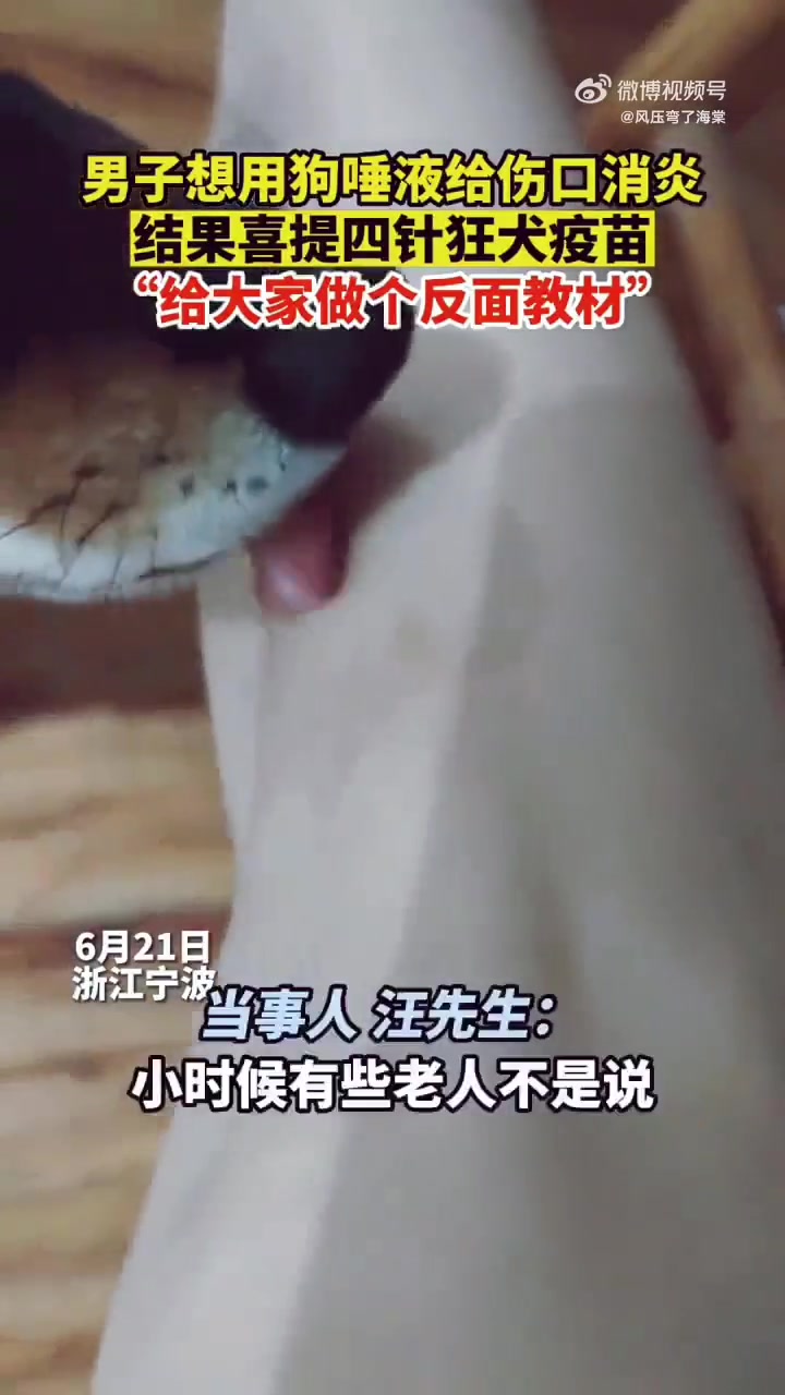 男子用狗唾液给伤口消炎,怎么想出来的啊