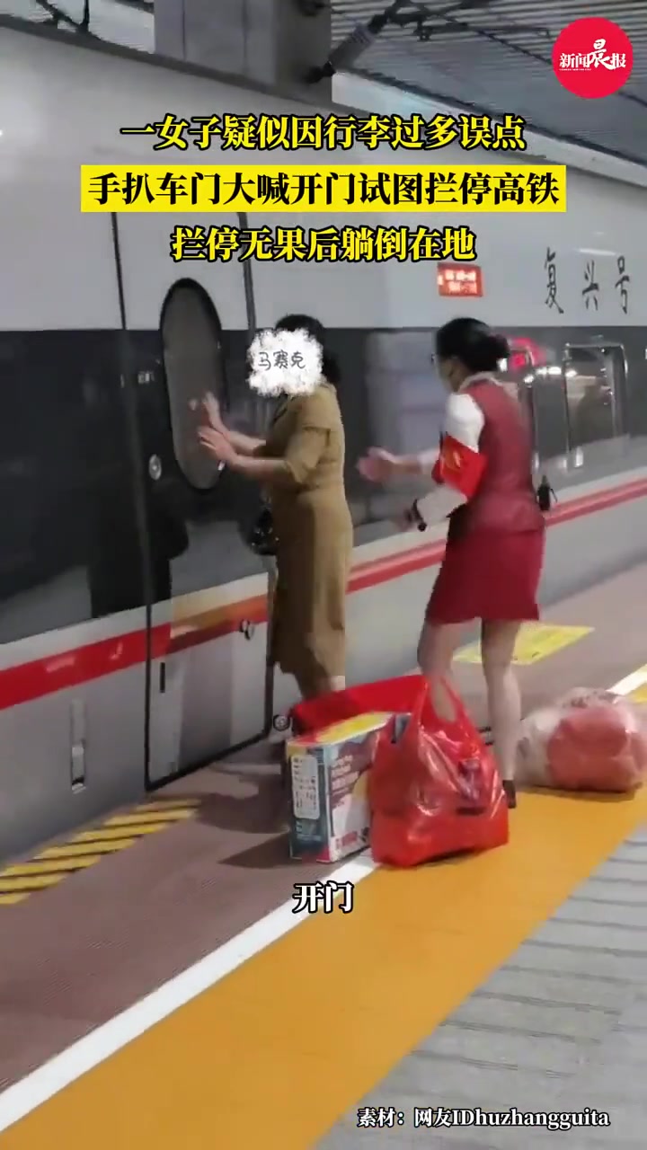女子手扒车门大喊开门试图拦停高铁!