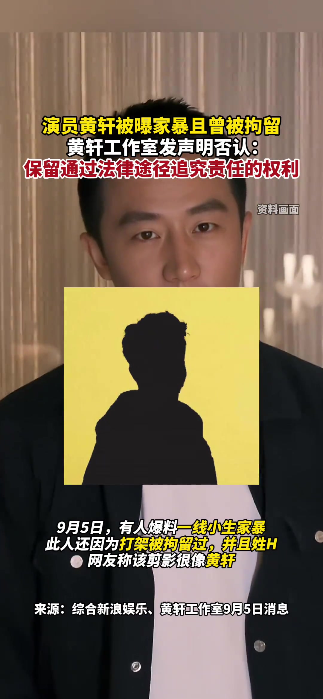 演员黄轩被曝家暴且曾被拘留,黄轩工作室发声明否认!