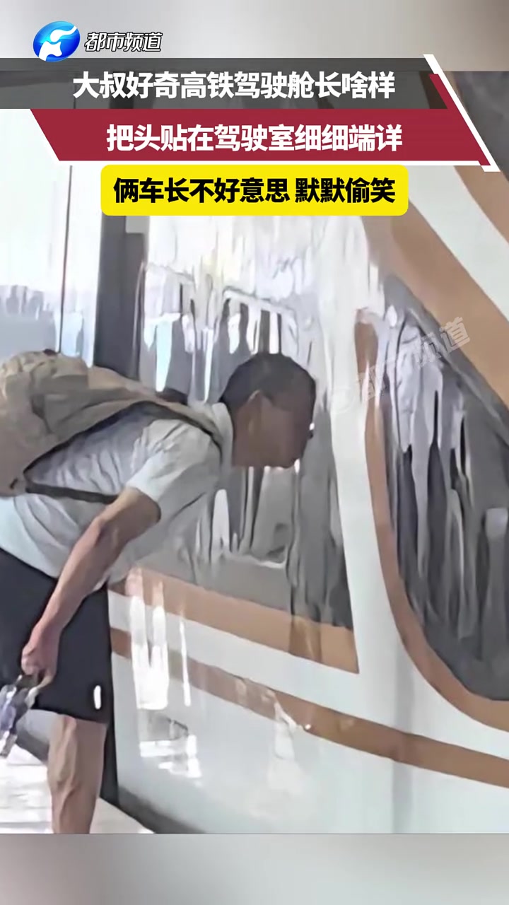 大叔好奇高铁驾驶位什么样,把头贴过去看