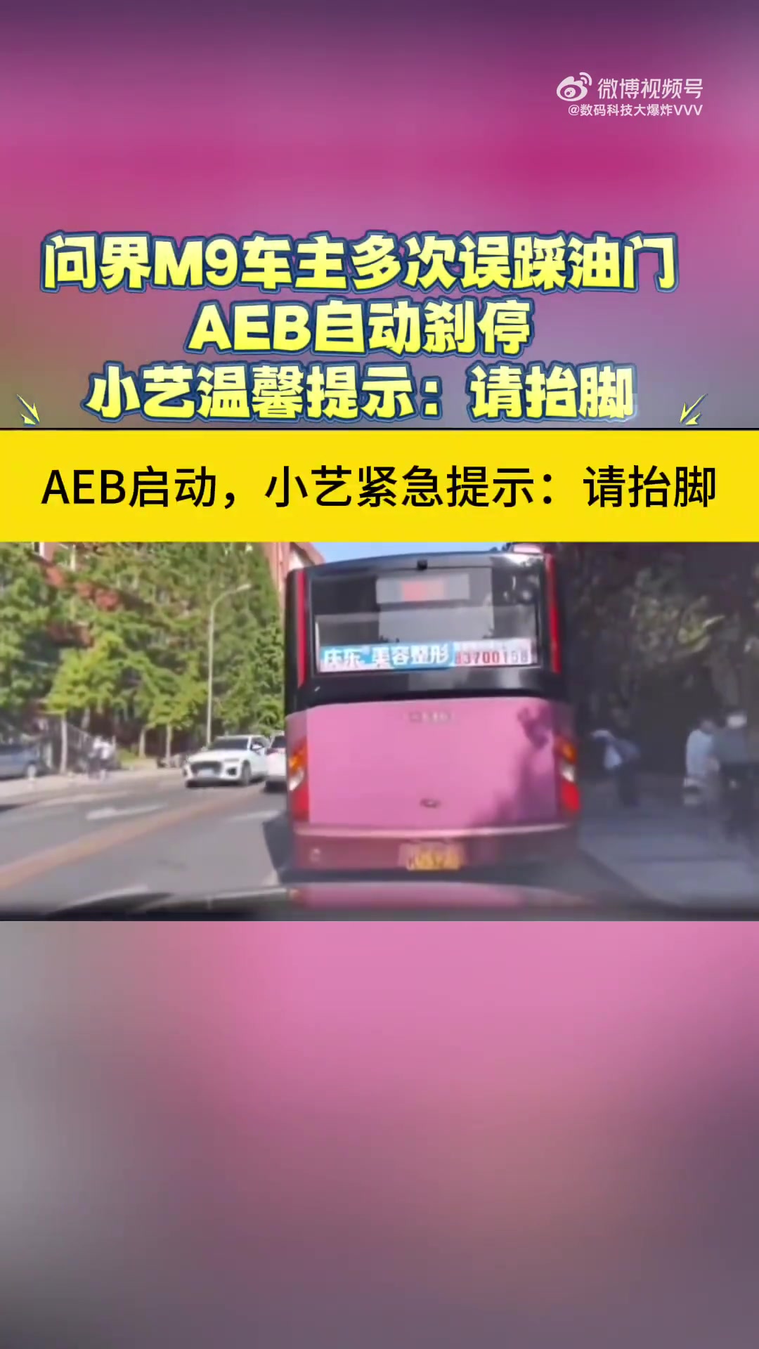 问界M9车主误踩油门，AEB刹停，小艺提示抬脚