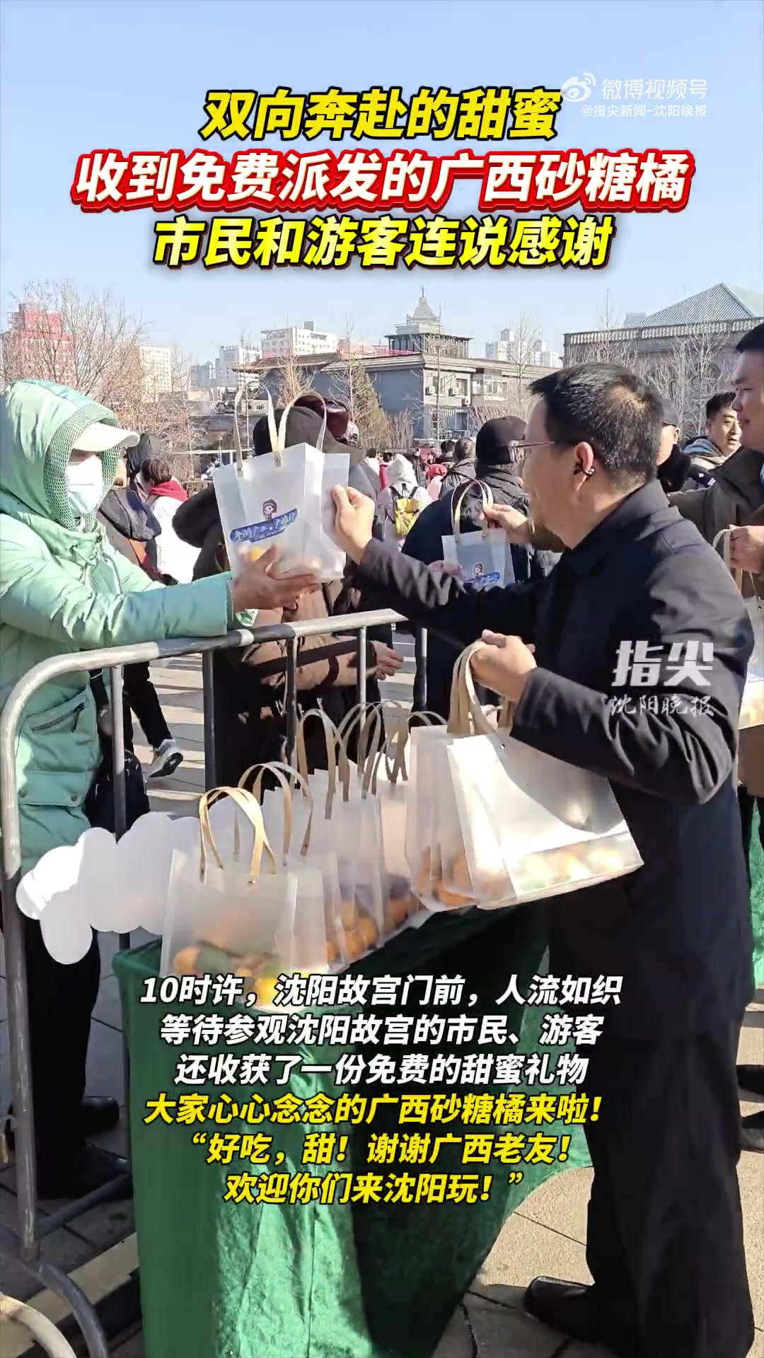沈阳市民收到免费派发的广西砂糖橘