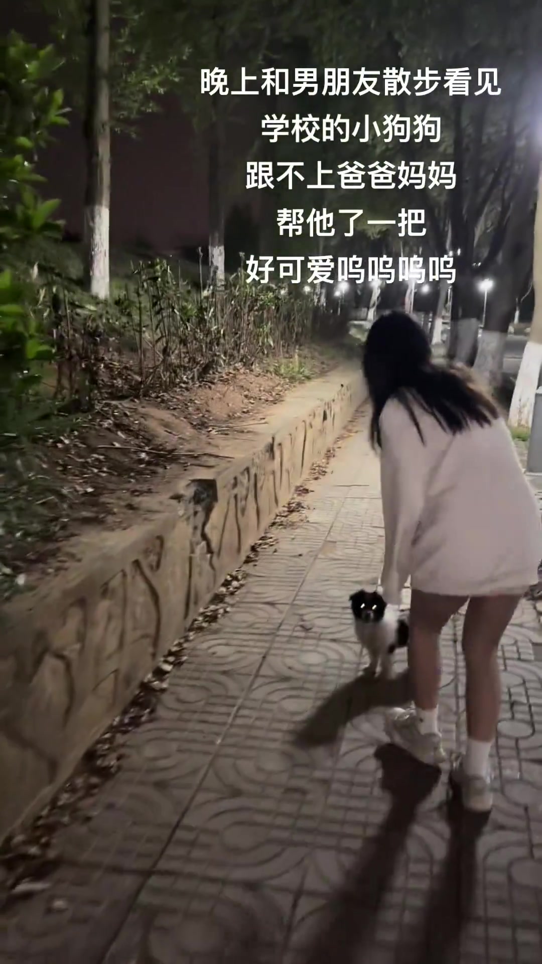 小狗追不上爸妈被女生帮助，跑到爸妈身边说漂亮姐姐帮了自己