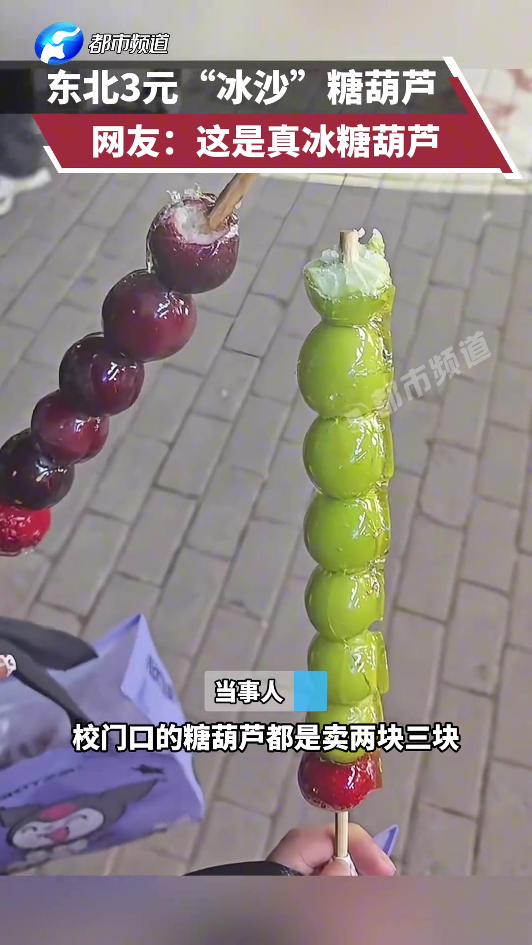 东北3元“冰沙”糖葫芦这是真冰糖葫芦