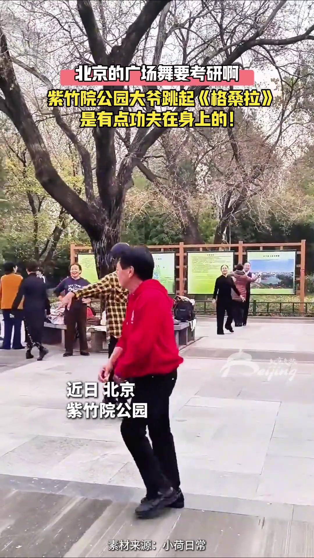 紫竹院公园大爷跳起《格桑拉》，舞步轻盈优美