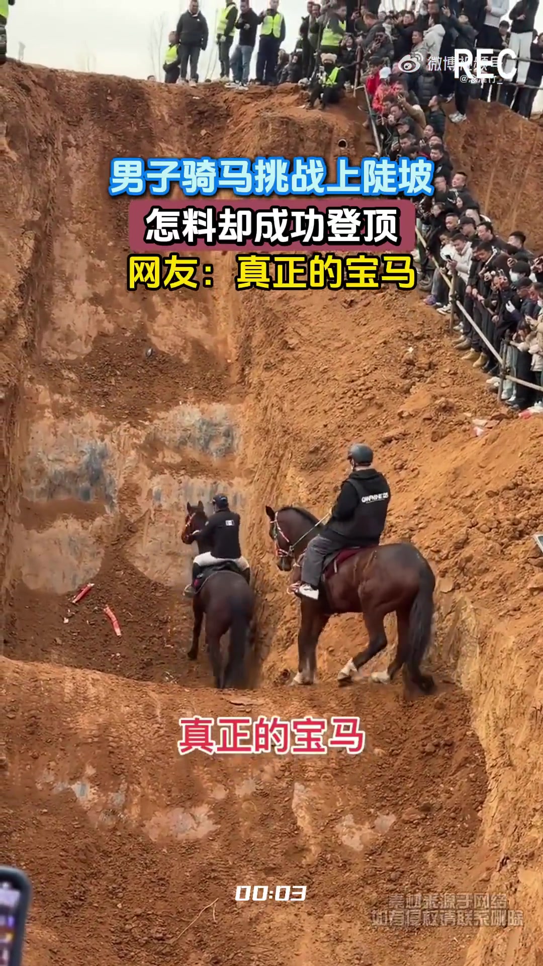 男子骑马陡坡挑战，成功登顶，网友赞为“真正的宝马”