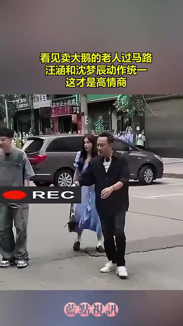 看见老人过马路，汪涵和沈梦辰动作统一，这才是高情商！