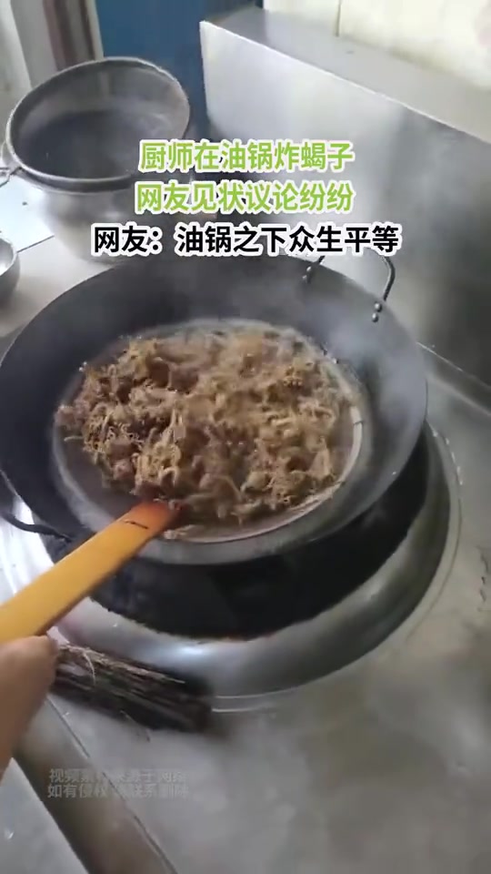 厨师在油锅炸蝎子，油锅之下众生平等