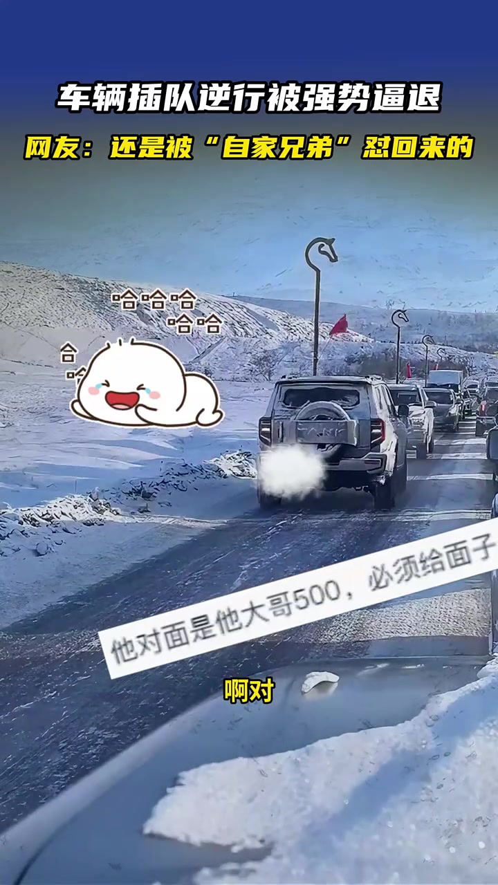 车辆插队逆行被强势逼退，网友：还是被“自家兄弟”怼回来的！