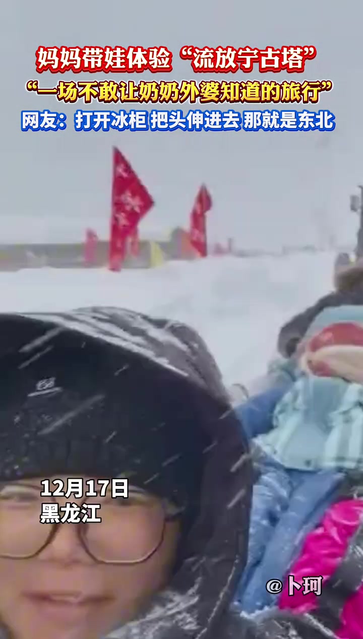 “东北妈妈带娃体验流放“宁古塔”，网友：打开冰柜，把头伸进去