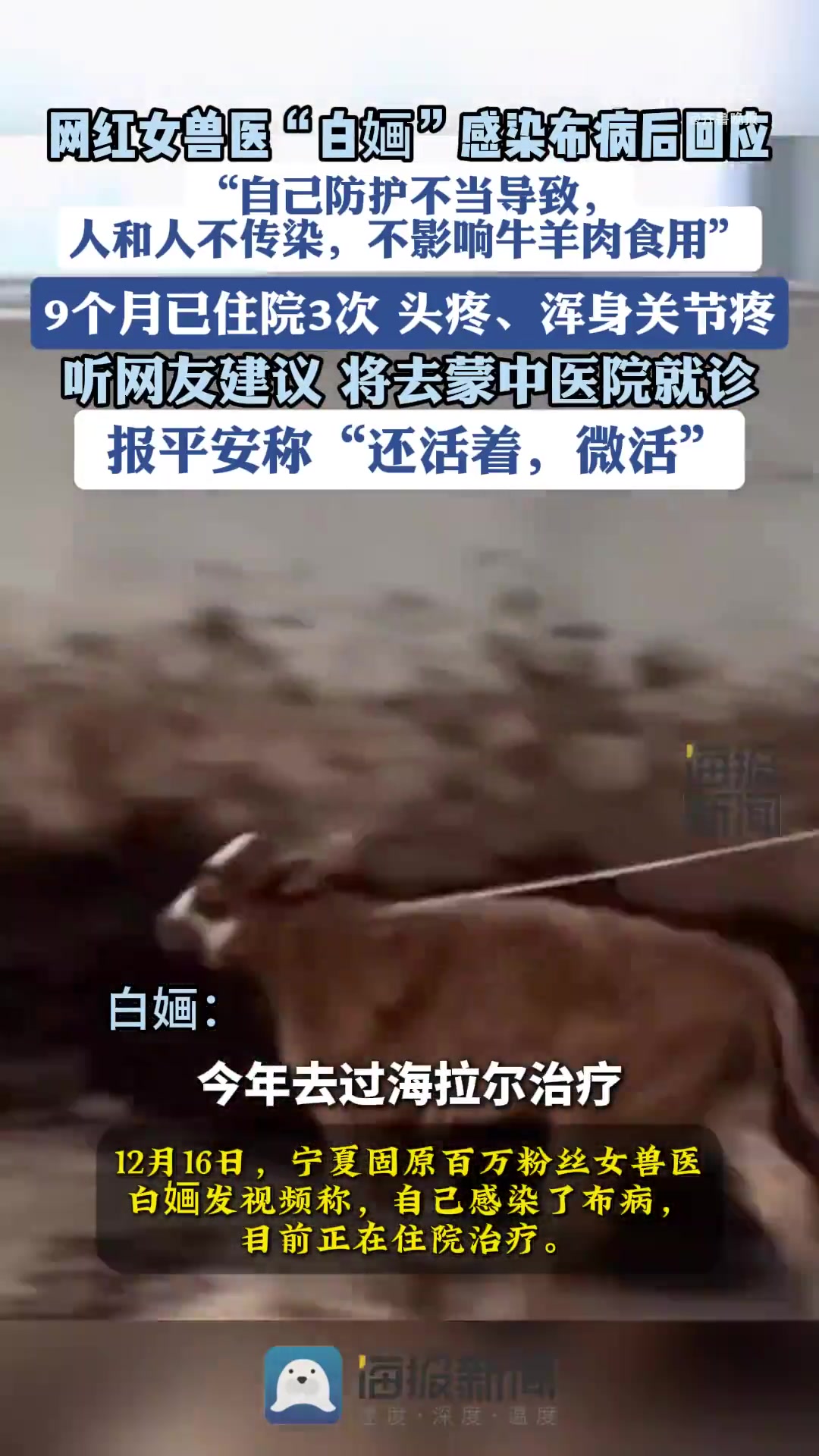 网红白婳回应感染布病原因