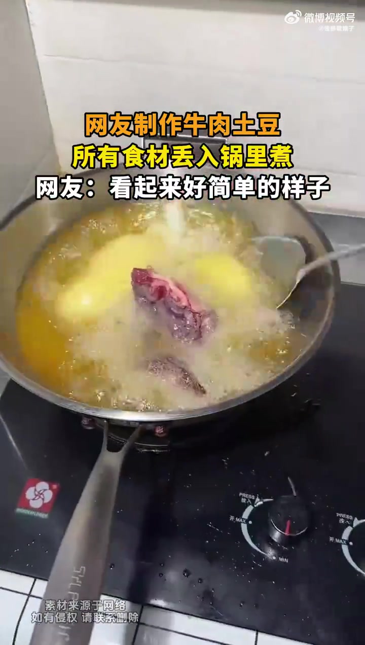 网友自制牛肉土豆：食材一锅煮，看起来很简单