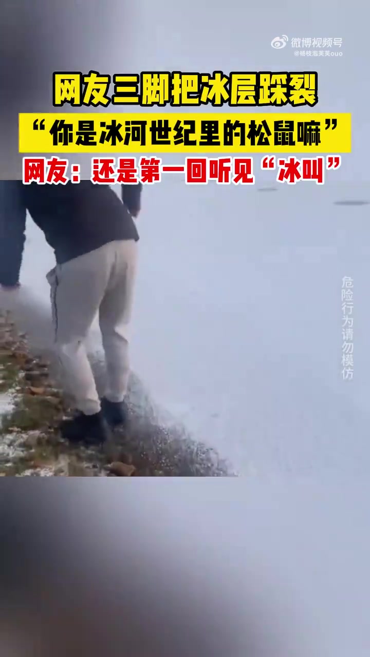 网友三脚把冰层踩裂，你是冰河世纪里的松鼠吗