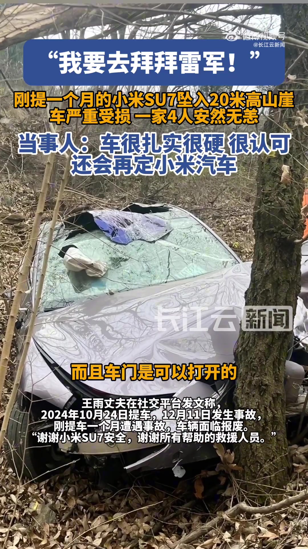 坠崖小米汽车车主称要拜雷军