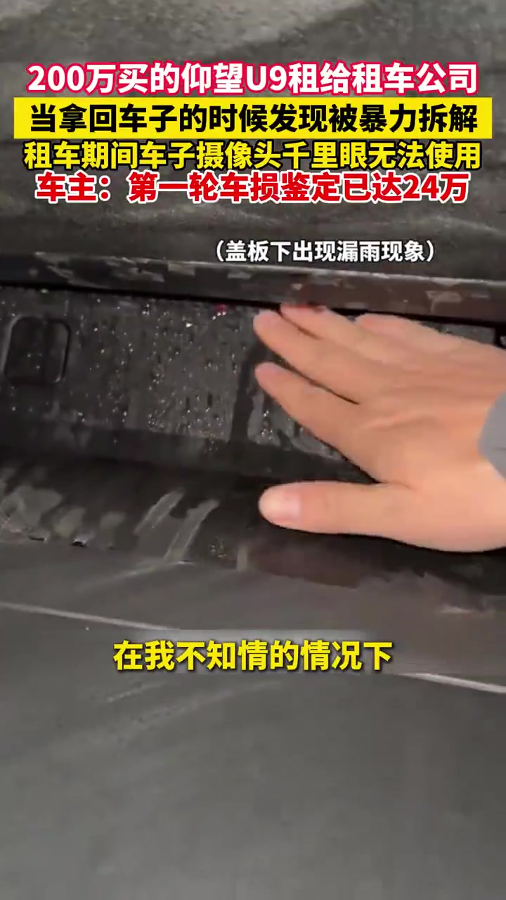 200万买的仰望U9租给租车公司，当拿回车子的时候发现被暴力拆解