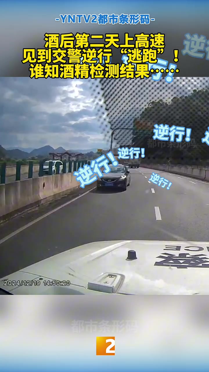 酒后第二天上高速，见到交警逆行“逃跑”！谁知酒精检测结果