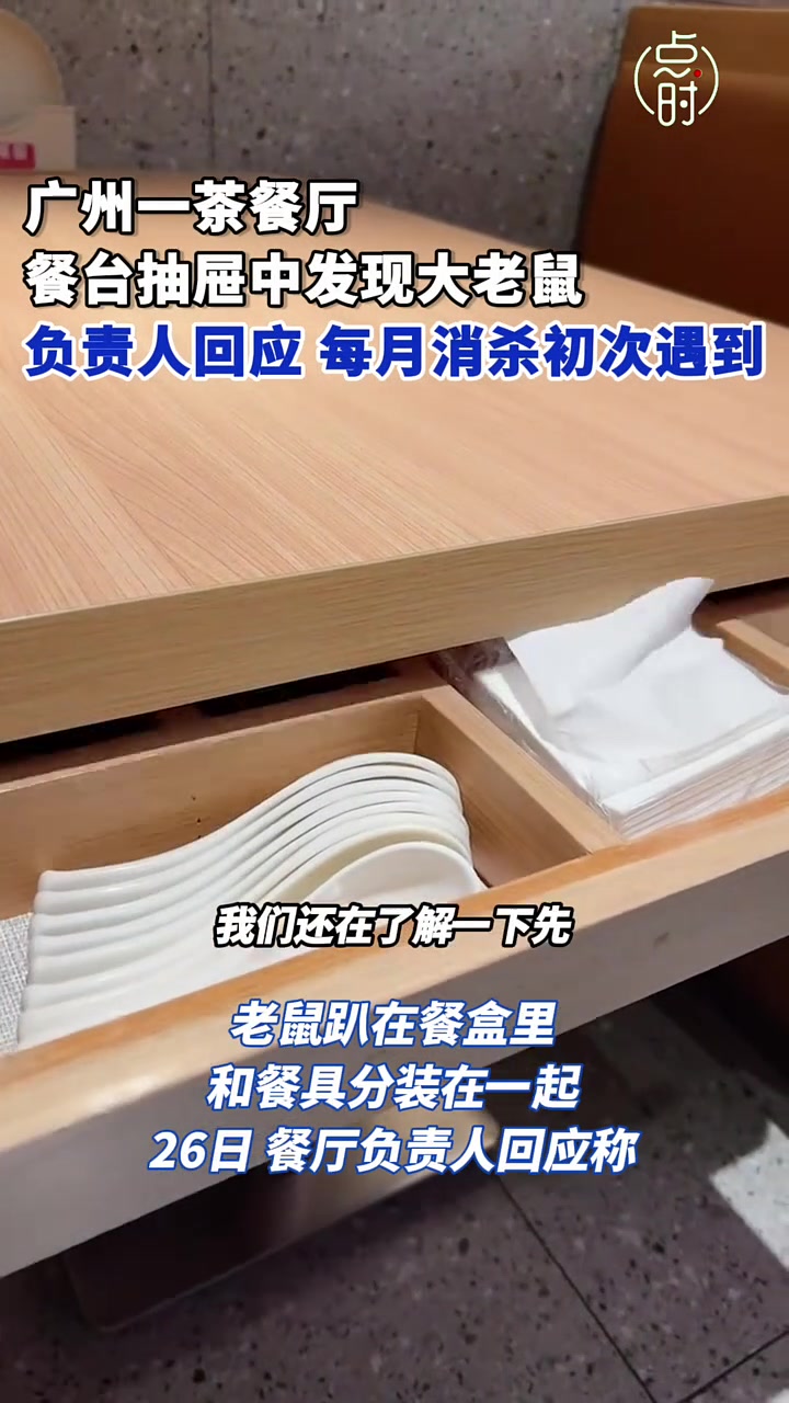餐厅餐具抽屉中发现大老鼠