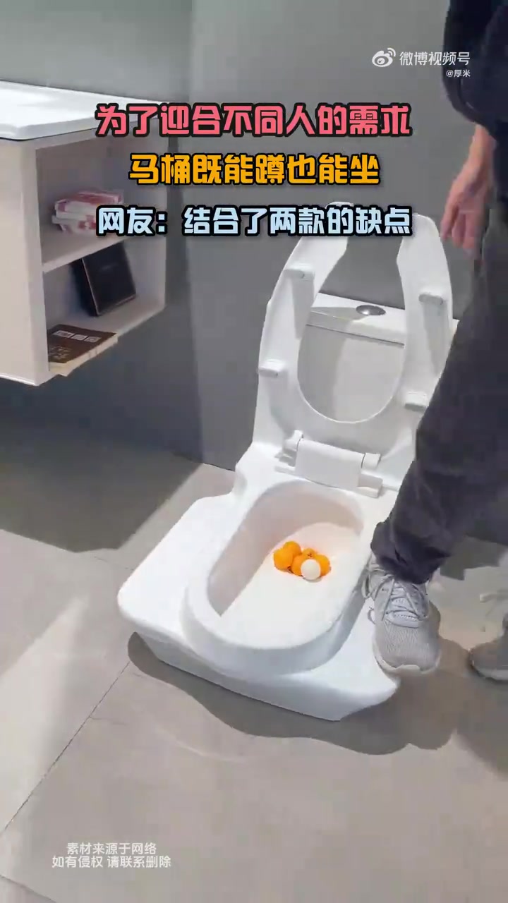 为了迎合不同的需求，马桶既能蹲也能坐，网友：结合了俩的缺点！