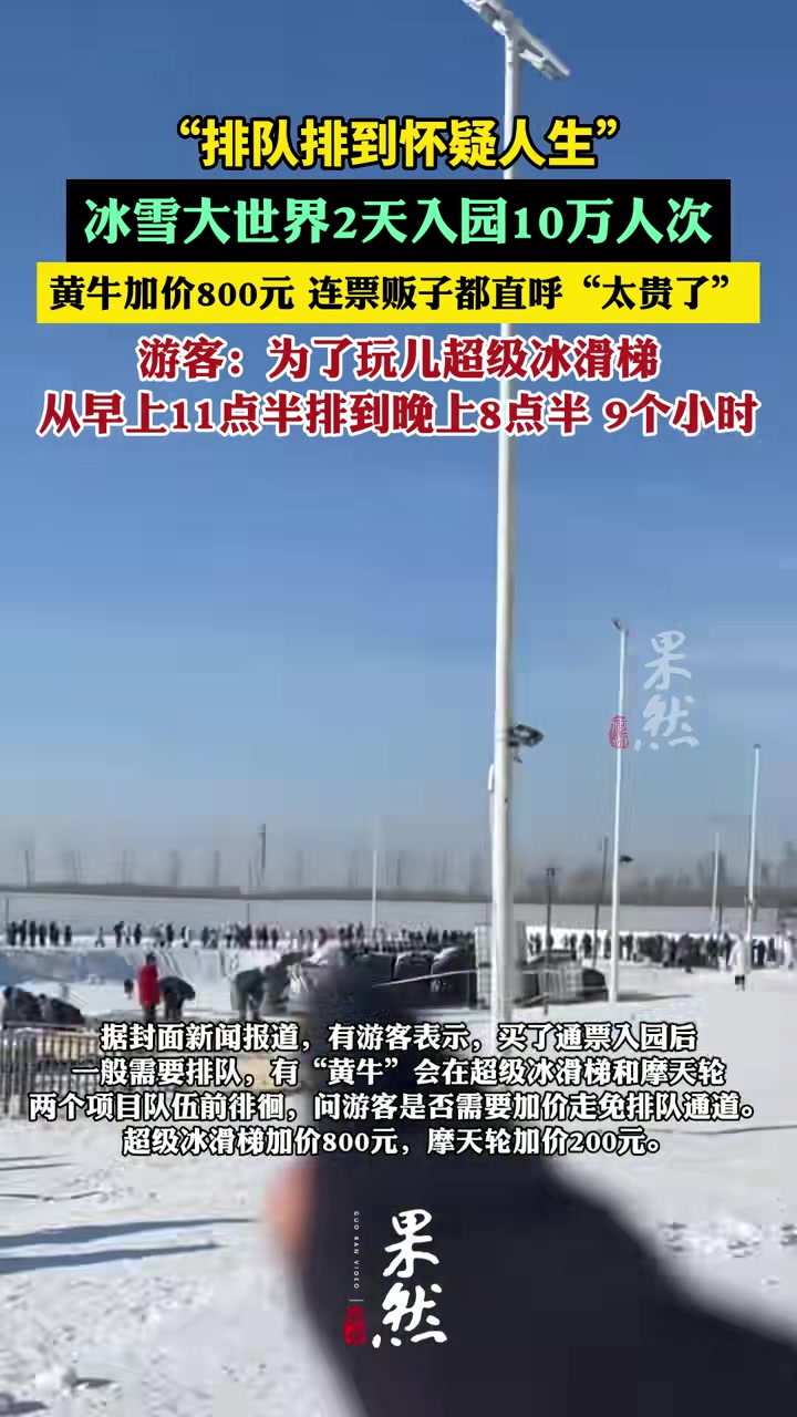 冰滑梯黄牛加价800元免排队